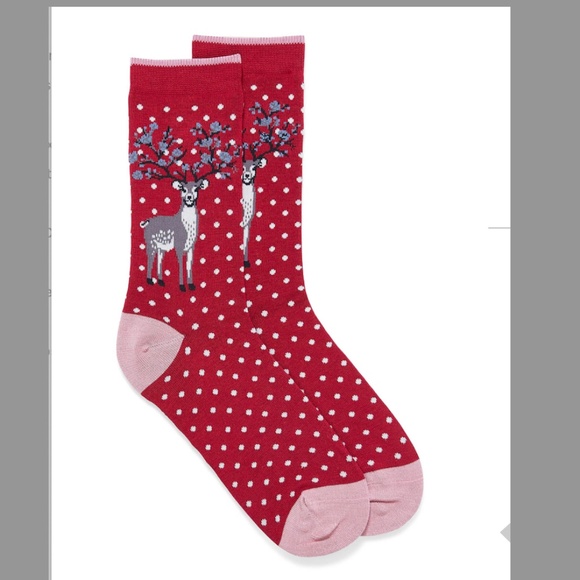 Thought eco-friendly bamboo floral reindeer socks NWT - Picture 1 of 5